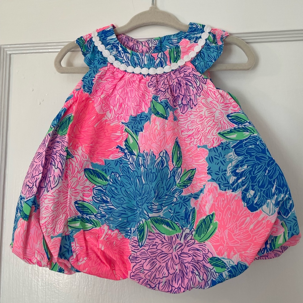 Lilly Pulitzer Pink Blue Floral Bubble Dress